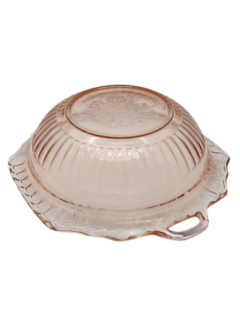 Hocking Glass Mayfair Open Rose Pink Depression 2 Handle Serving Bowl Vintage